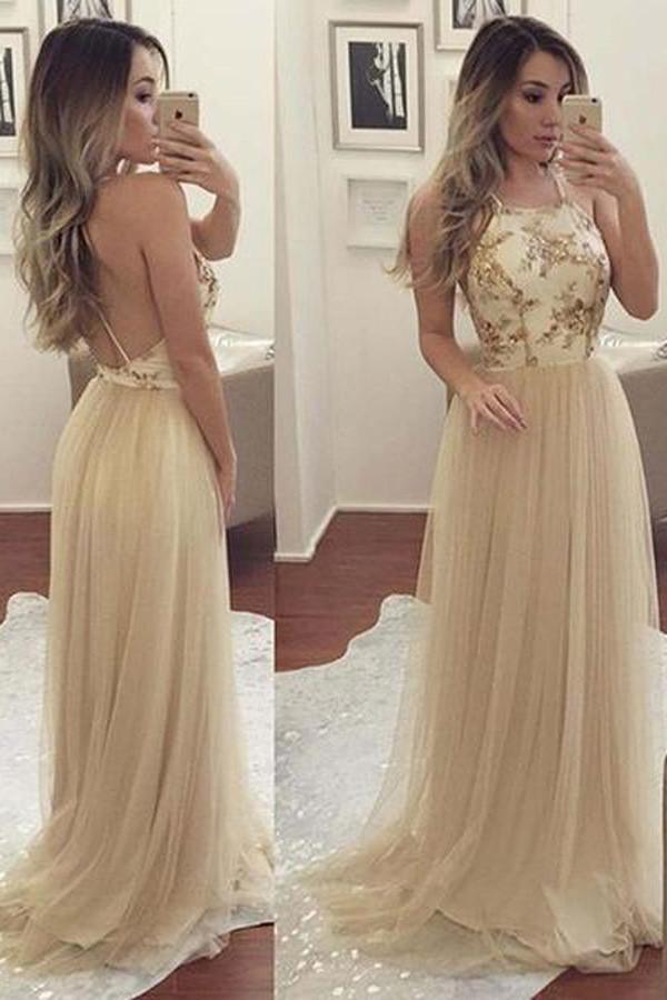 creme prom dresses